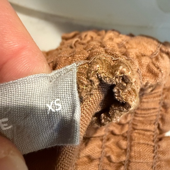 Everlane THE SMOCKED LINEN DRESS Tawny Brown Pockets Oversized Size XS - Picture 8 of 9